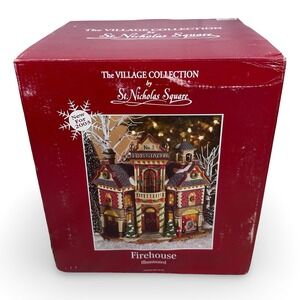 St Nicholas Square Village Collection Firehouse Illuminated Christmas Decor 2003